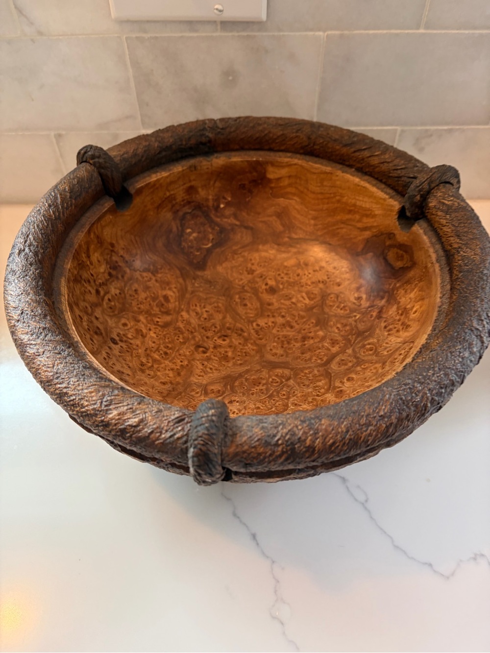 Handcrafted wood-turned bowl created by the Irish artist David Comerford.